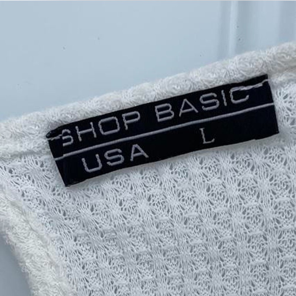 Shop Basic USA Ruffle Short Sleeve Top White Large Lightweight & Breathable - Picture 3 of 5